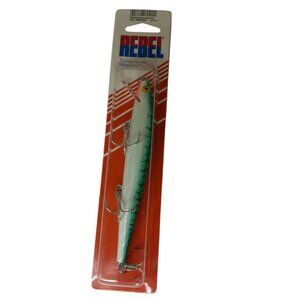 Rebel Floater Saltwater Minnow Fishing Lure Triple Treble Hooks Green White NEW